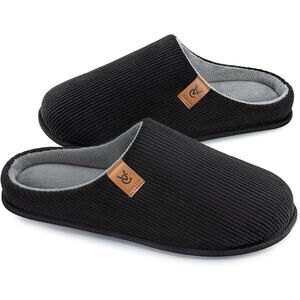 NWT New VeraCosy Mens 11-12 Black Slippers Round Closed Toe Slip On House Shoes